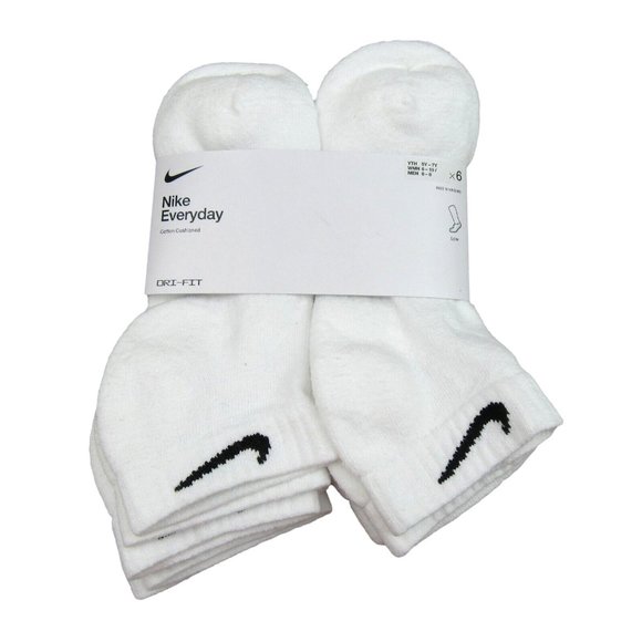 Nike Accessories - Nike Everyday Cushioned White Low Socks (6 Pack) Women's 6-10 / Youth 5Y-7Y NEW